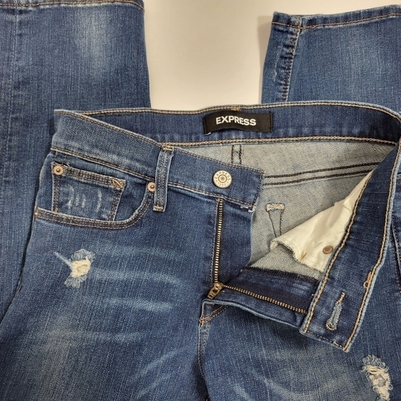 Express Womens Mid Rise Cropped Skinny Stretch Jeans in a Size 2R - Picture 2 of 13